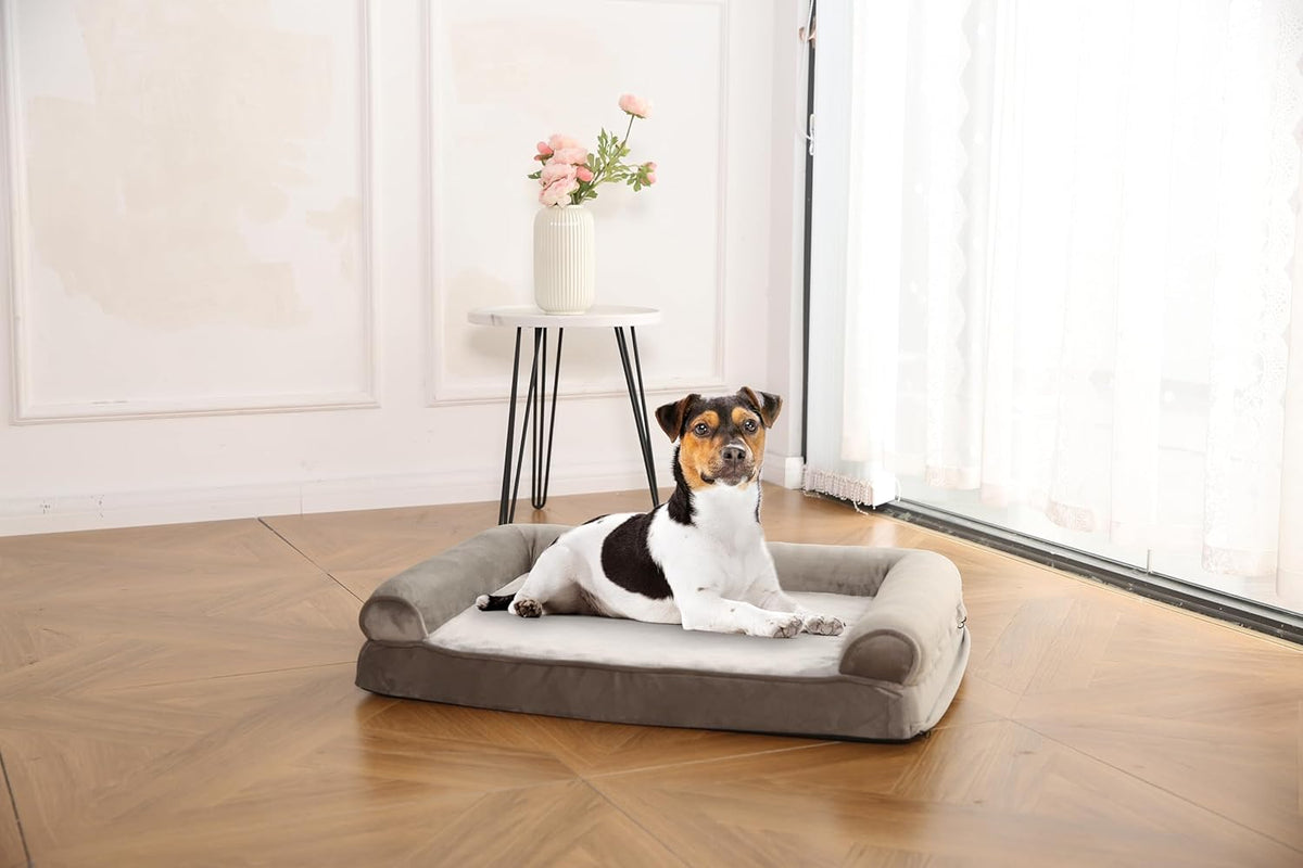 Amazon Basics Dog Bed with Cooling Gel Memory Foam, Pressure-Relief Support for Dogs up to 30lbs