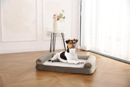 Amazon Basics Dog Bed with Cooling Gel Memory Foam, Pressure-Relief Support for Dogs up to 30lbs