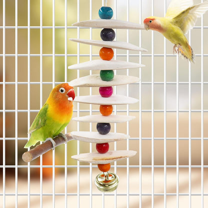 2 Pack Bird Toys with Cuttlebone, Parakeet Toys, Bird Beak Grinding Stone, Cage Accessories for