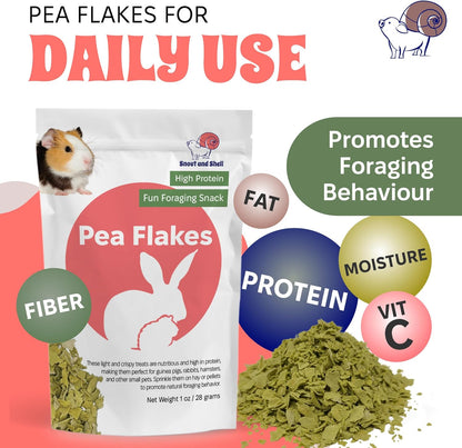 Snout and Shell Pea Flakes for Small Pets – High-Protein Treat for Guinea Pigs, Rabbits, Hamsters