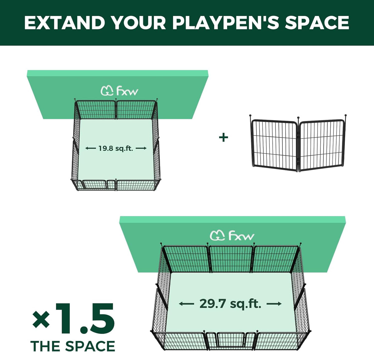 FXW Rollick Unleashed Dog Playpen for Indoor, Yard, RV Camping, 32 inch 2 Panels for Small and