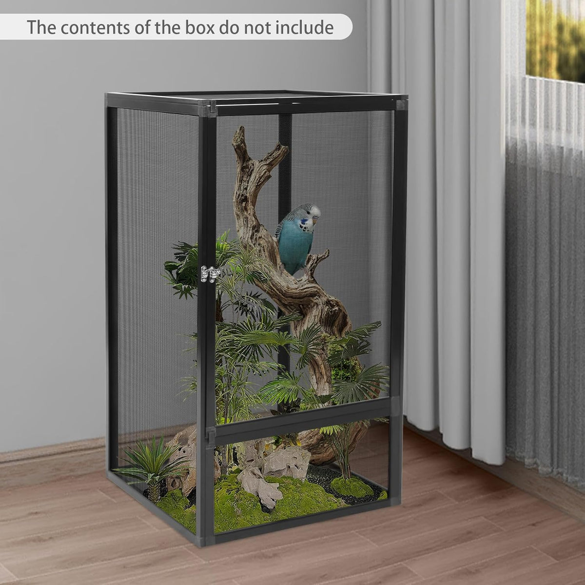 Reptile Pet Feeding Net Box, 17.7"x17.7"x31.5" Micro Habitat Terrarium Enclosure for Small Tree