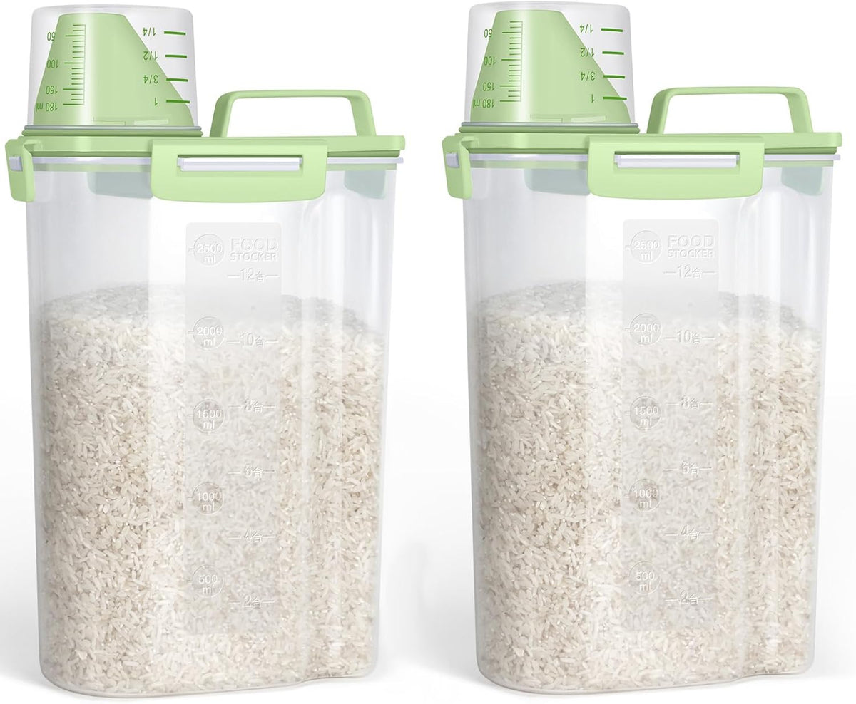 TBMax Rice Container Cereal Storage Container 2 Pack 5 Lbs, Plastic Kitchen Pantry Food Storage