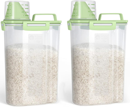 TBMax Rice Container Cereal Storage Container 2 Pack 5 Lbs, Plastic Kitchen Pantry Food Storage