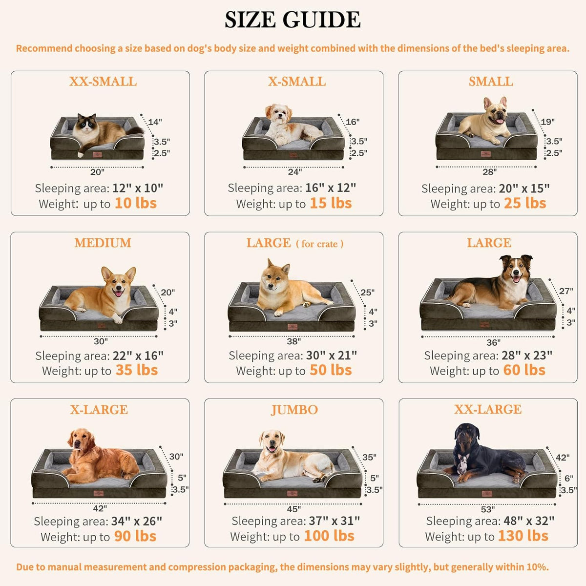 Comfort Expression Jumbo Breed Dog Bed, Large Dog Bed for Extra Large Dogs, Waterproof Orthopedic