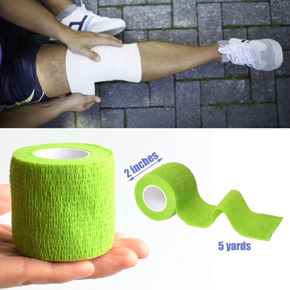 9 Pack 2" x 5 Yards Self Adhesive Bandage Wrap Self Stick Wrap for Ankle, Wrist, Finger, Sports