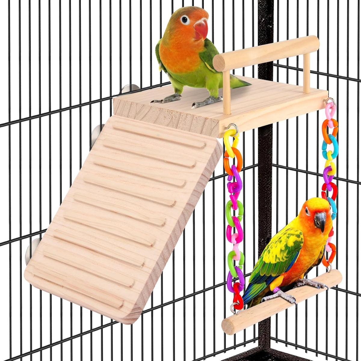 Kyouki Bird Perch Bird Cage Accessories Platform Swing - for Parrot,Parakeet,Budgies, Cockatiels