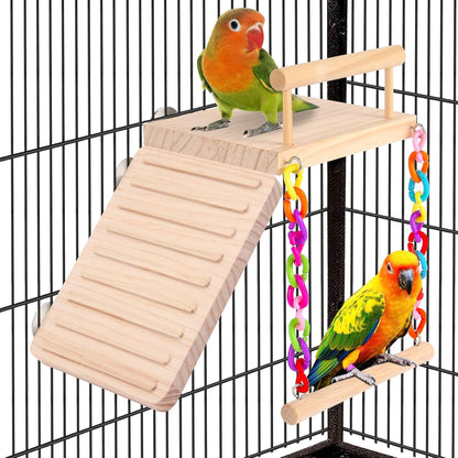 Kyouki Bird Perch Bird Cage Accessories Platform Swing - for Parrot,Parakeet,Budgies, Cockatiels