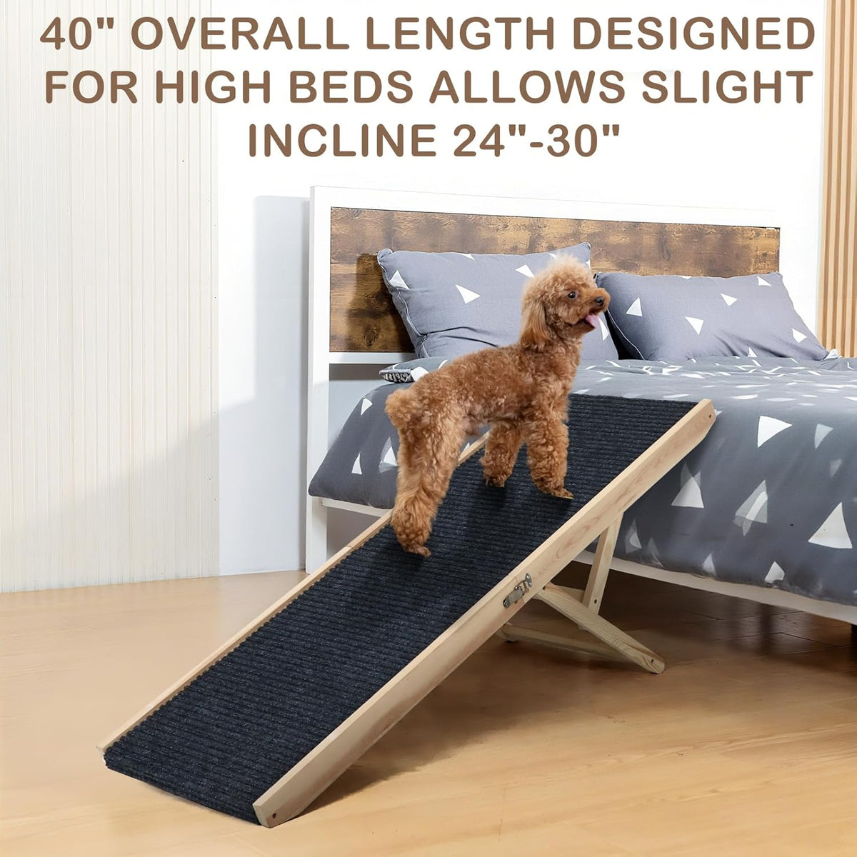 Foldable Dog Ramp for Bed, 4 Adjustable Portable Pet Ramps, 40" Long Pet Ramp for Small Dogs, for