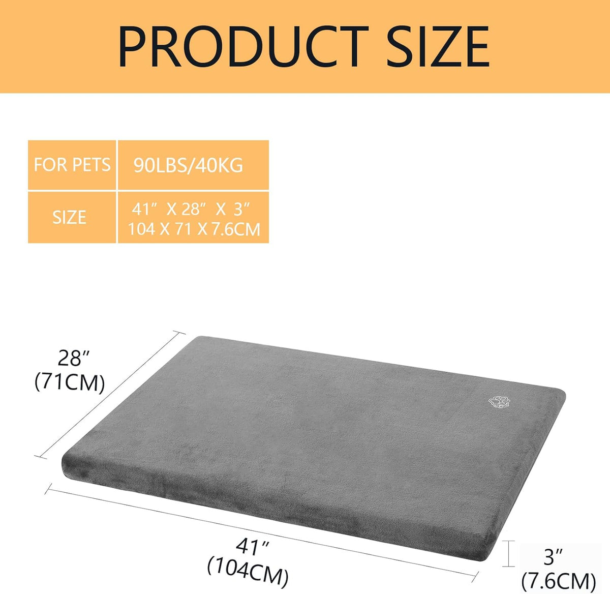 EMPSIGN Stylish Dog Bed Mat Dog Crate Pad Mattress Reversible (Cool & Warm), Water Proof Linings
