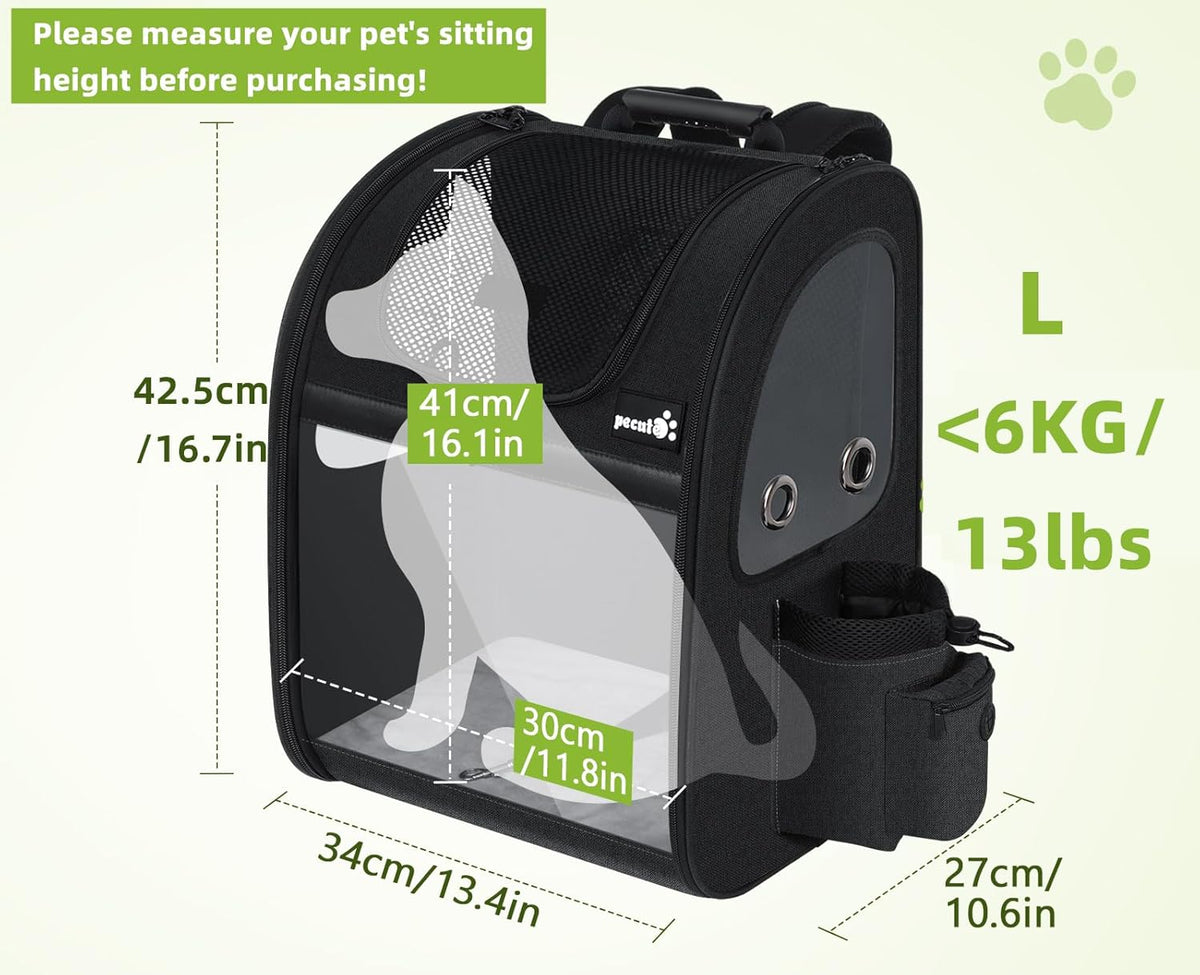 Pecute Pet Carrier Backpack, Dog Carrier Backpack, Expandable with Breathable Mesh for Small Dogs
