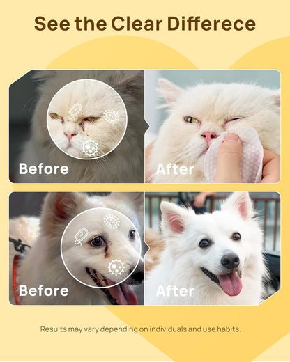 HICC PET Eyes Wipes for Dogs & Cats - Gently Remove Tear Stain, Debris, Discharge, Crust - Coconut