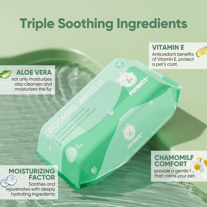Pet Wipes for Dogs & Cats, Extra Moist & Thick Grooming Puppy Wipes with 300 Fresh Counts, Aloe