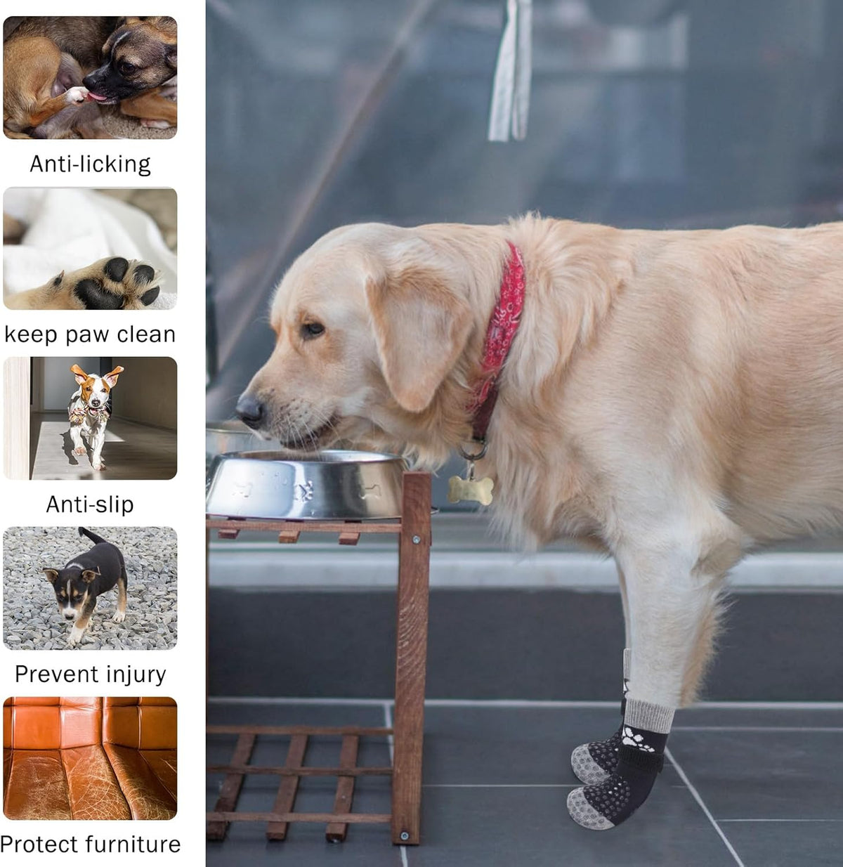 SCENEREAL Anti Slip Dog Sock to Prevent Licking Paws for Hardwood Floors, Boots & Paw Protector
