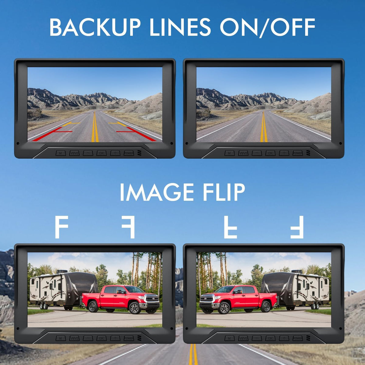 RV Backup Camera Plug and Play, 7'' Backup Camera for Truck Trailer, No Delay, 1080P HD, 2