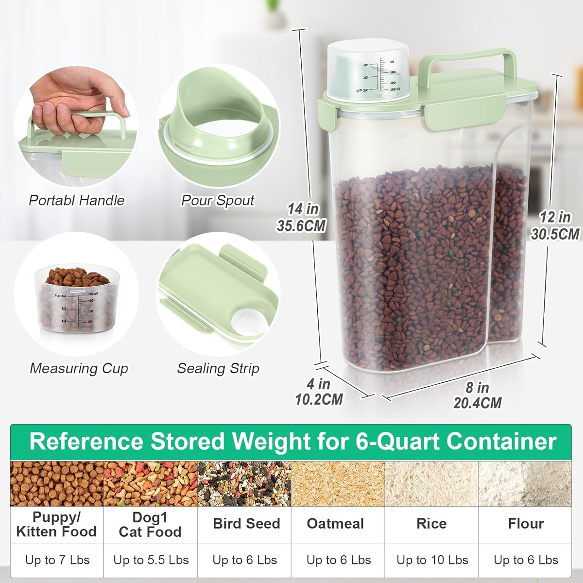 TBMax Cat Dog Food Storage Container 5 to 7 lbs, Secondary Pet Food Storage Beyond a Large Dog Food