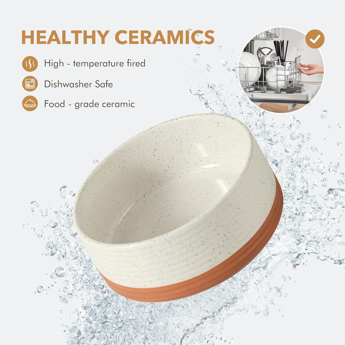 Ceramic 8.2inch Dog Bowl for Large Breed Dogs, Anti-Slip and Weighted Pet Food and Water
