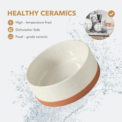 Ceramic 8.2inch Dog Bowl for Large Breed Dogs, Anti-Slip and Weighted Pet Food and Water