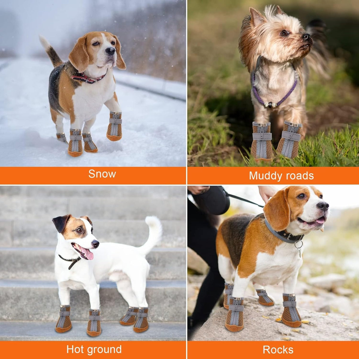 Dog Shoes for Small Dogs, Puppy Dog Boots & Paw Protector for Winter Snow Day, Summer Hot Pavement