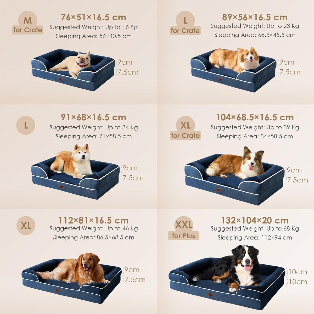 EHEYCIGA Orthopedic Dog Bed for Medium Dogs, Waterproof Memory Foam Medium Dog Beds with Sides