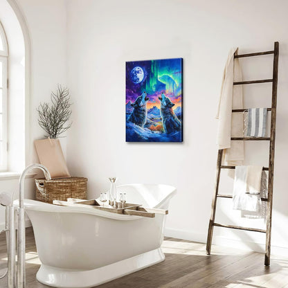 Wolf Wall Art Wolves Canvas Wall Decor Prints Framed Painting Aurora Pictures Gifts Artwork for