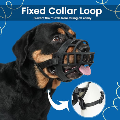BARKLESS Dog Muzzle, Soft Basket Silicone Muzzle for Dogs to Prevent Biting and Chewing, Breathable