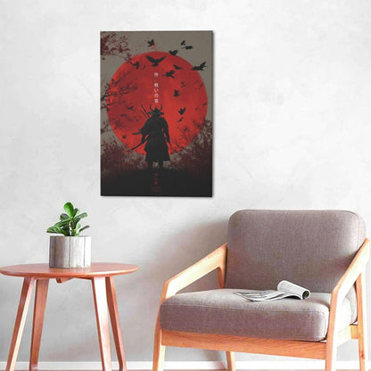 Japanese Armored Samurai Wall Art Modern Japan Warrior Canvas Wall Decor Asian Oriental Bushido