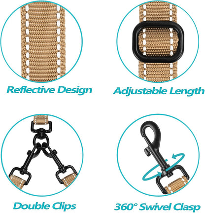 PetBonus Double Dog Leash, No Tangle Dual Leash, Reflective Walking Training Lead, 4 Comfortable