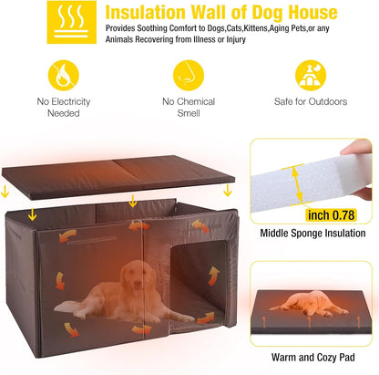 Aivituvin Outdoor Dog House 59" Extra Large Insulated Dog Kennel with Insulation Liner for