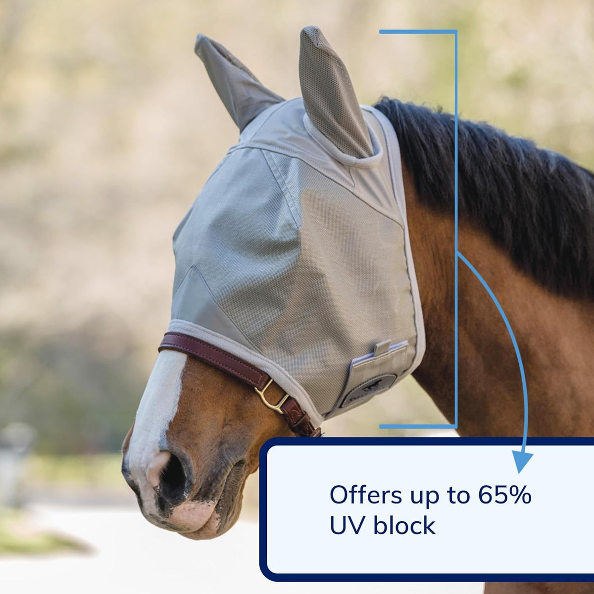 SmartEquine Fly Mask with UV Protection, Ears, and Mesh | Wide Secure Closure | UV Fly Mask for