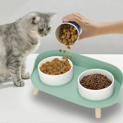 Elevated Dog Bowls Set, Ceramic Pet Food & Water Bowls with Non-Slip Stand, No Spill Design for
