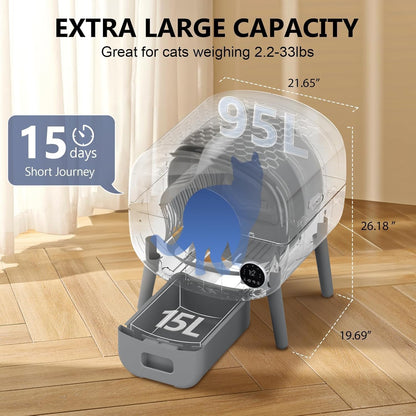 Cumrige Self Cleaning Litter Box, Large Capacity Automatic Cat Litter Box Self Cleaning for Cats