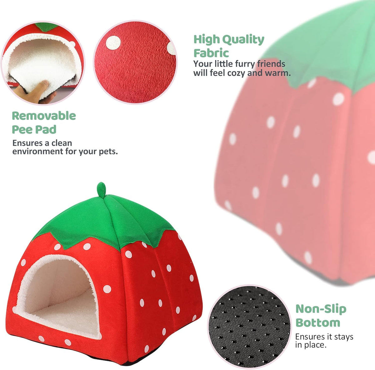 Guinea Pig Hideout Bed Rabbit House Cave Accessories Cozy Hide-Out for Bunny Hedgehog Ferret
