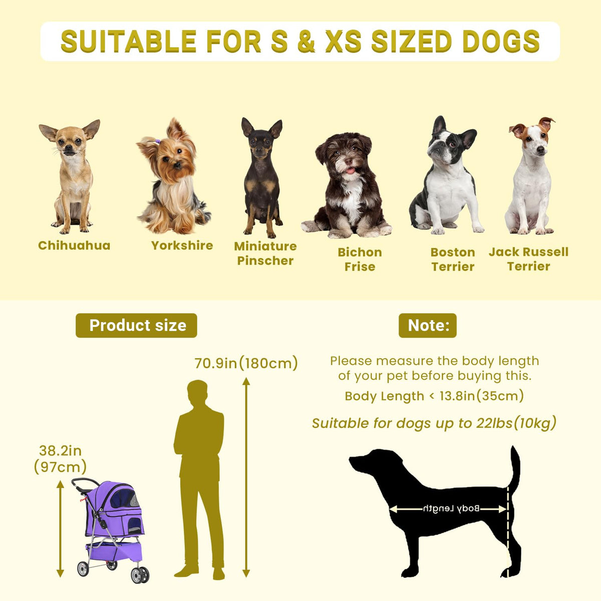 Foldable Pet Stroller,Dog Stroller with 3 Wheel,Pet Strolling Cart,Dog Travel Carrier with Storage