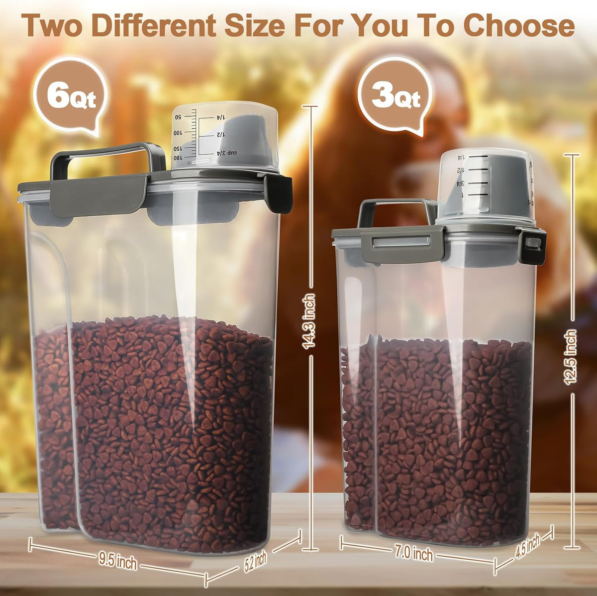 Dog Food Storage Container, 5-7 Lbs Airtight Pet Food Container, Cat Food Container Dispenser with