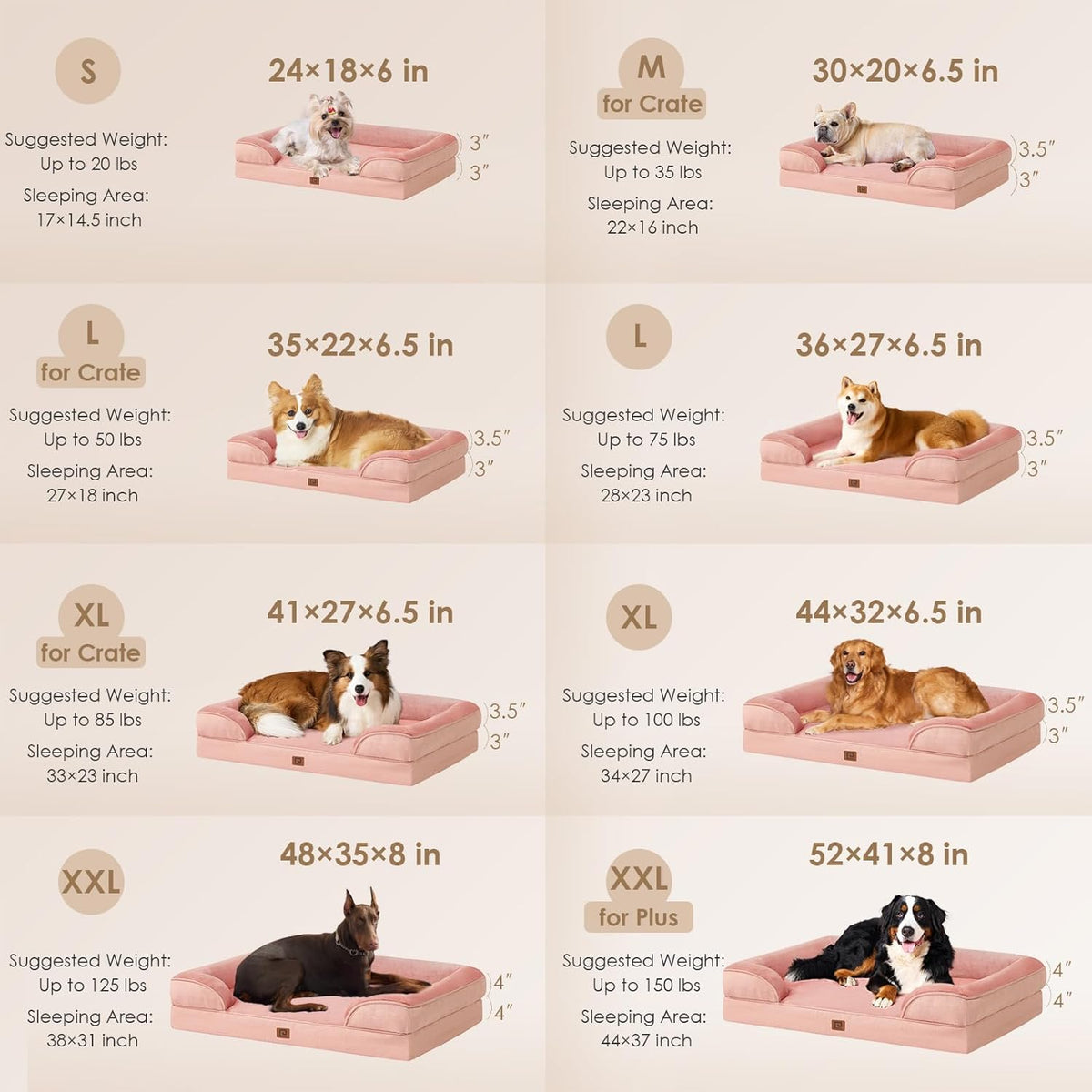 EHEYCIGA Orthopedic Dog Beds for Large Dogs, Waterproof Memory Foam Large Dog Bed with Sides