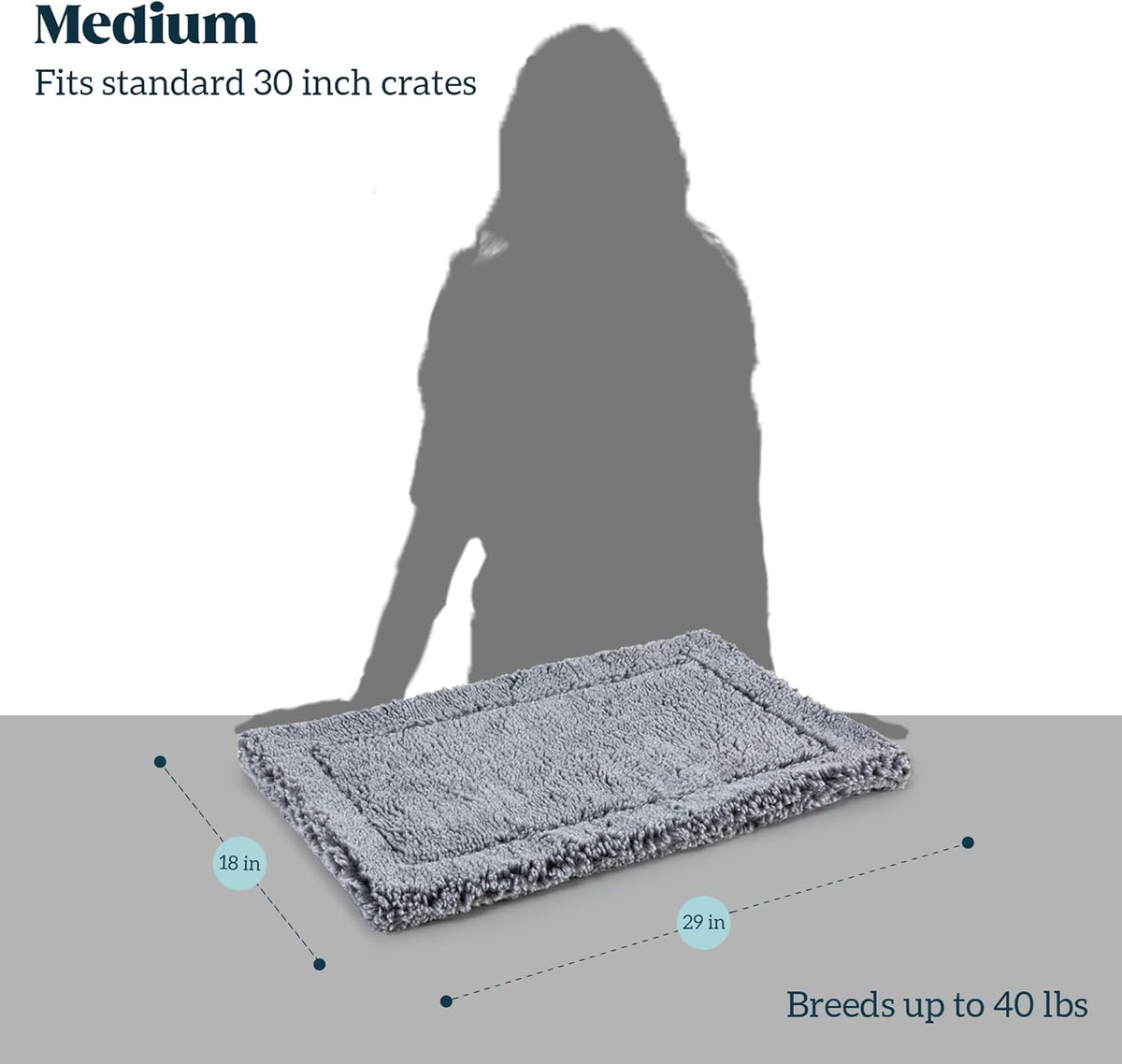 Stoutwool Indestructible Dog Bed - Fluffy Chew Proof Dog Crate Pad - Tough Kennel Pad for