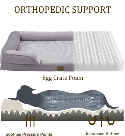 Bedfolks Orthopedic Dog Bed, Big Waterproof Dog Sofa Bed for Large Dogs, Egg Foam Pet Couch Bed