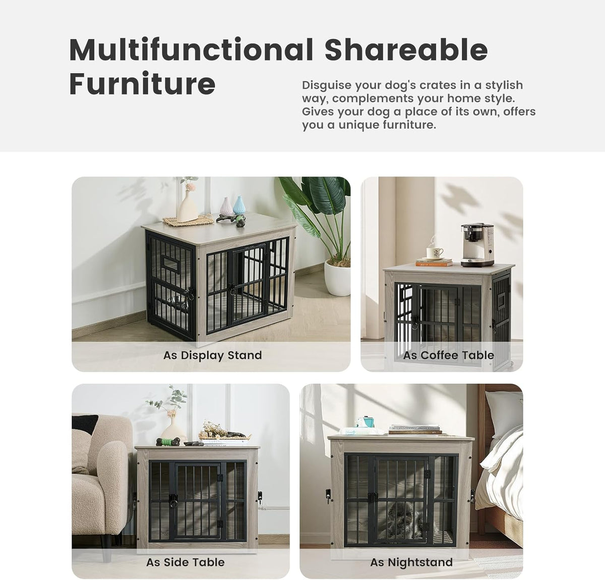 Gardner Pet Dog Crate Furniture for Small Dog, 27.2 Inches Dog Kennel Indoor, Wooden Dog Cage End