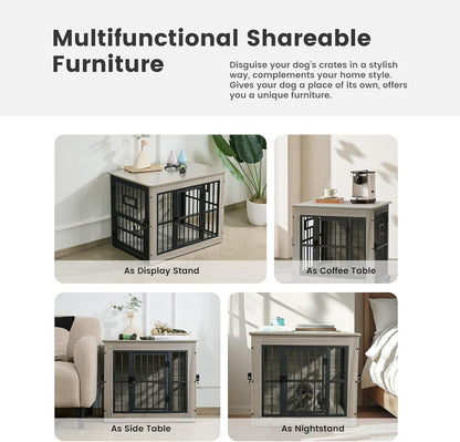 Gardner Pet Dog Crate Furniture for Small Dog, 27.2 Inches Dog Kennel Indoor, Wooden Dog Cage End