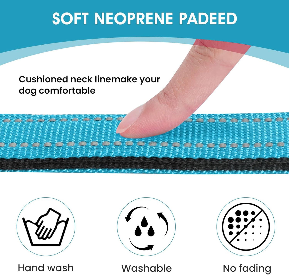 Reflective Dog Collar Padded with Soft Neoprene Breathable Quick Release Basic Dog Collars for