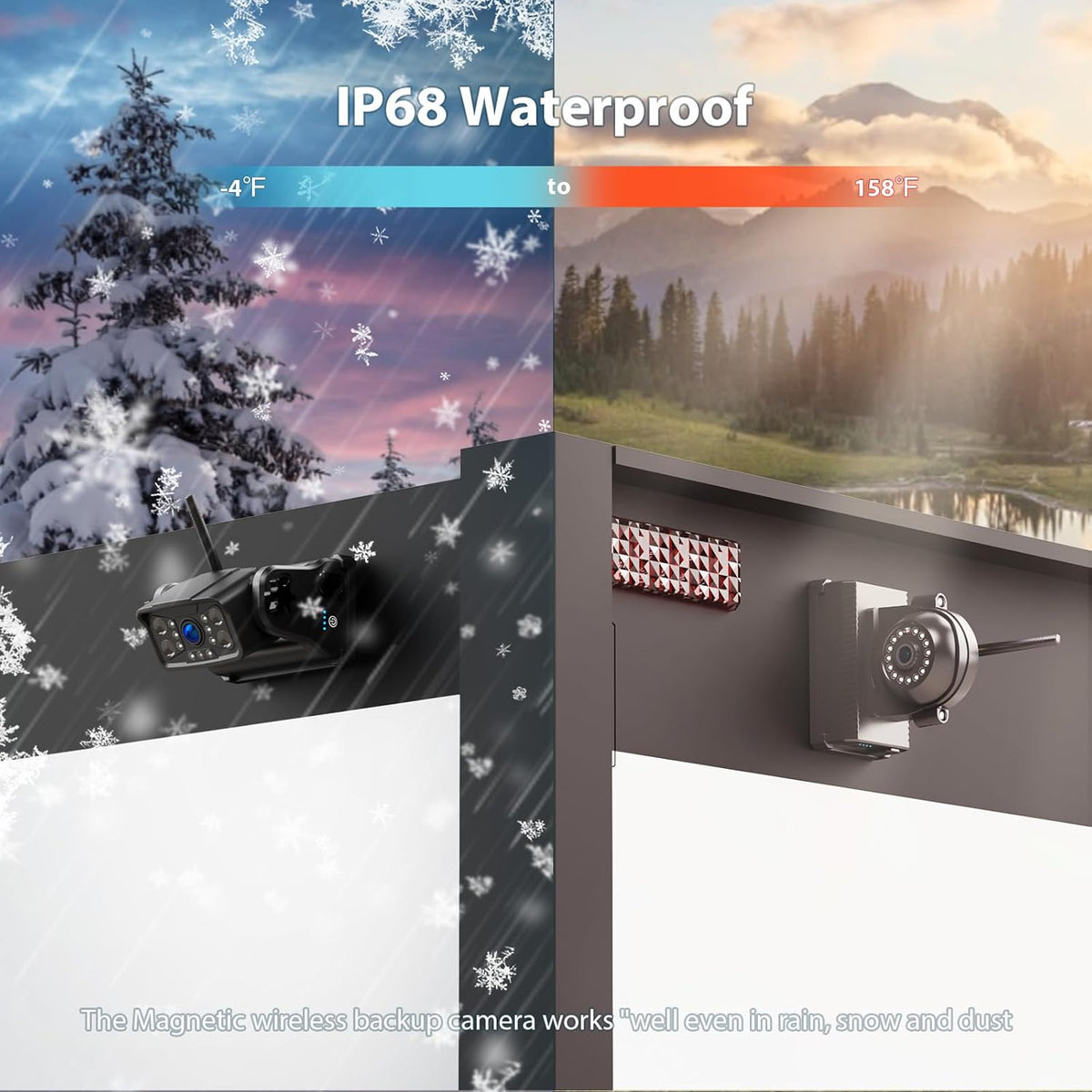 3 Magnetic Wireless Backup Camera with HD 1080P 10" DVR Monitor, 1-Rear View 2-Side View Cameras