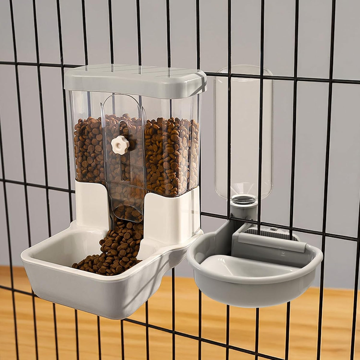 Automatic Pet Food Water Dispenser, Auto Gravity Pet Feeder Water Bottle Set for Crate, Feeding