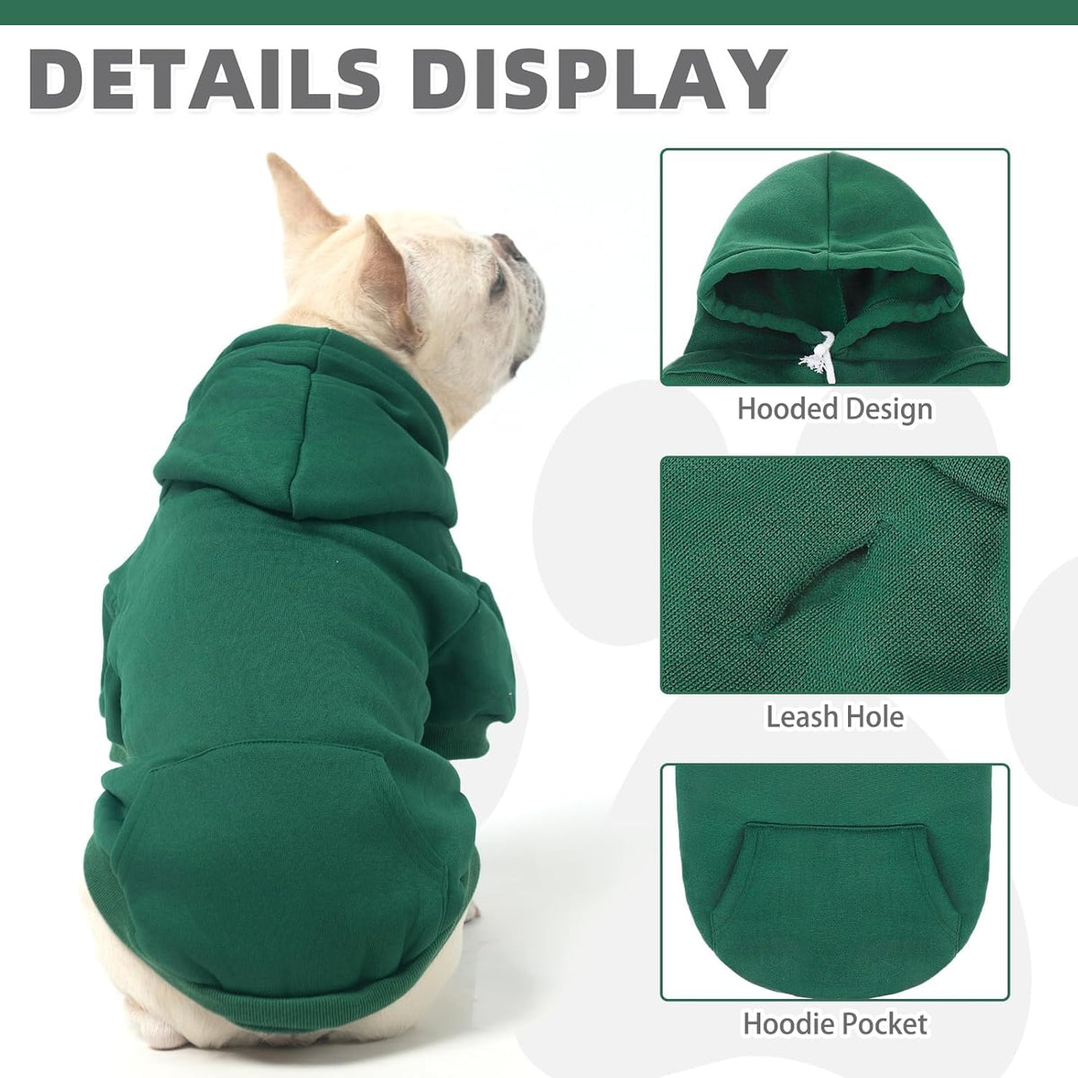 KOOLTAIL Basic Dog Hoodie - Soft & Warm Dog Hoodie Sweater with Leash Hole and Pocket, Dog Winter