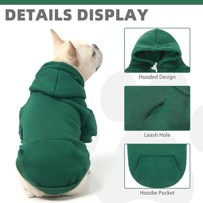 KOOLTAIL Basic Dog Hoodie - Soft & Warm Dog Hoodie Sweater with Leash Hole and Pocket, Dog Winter