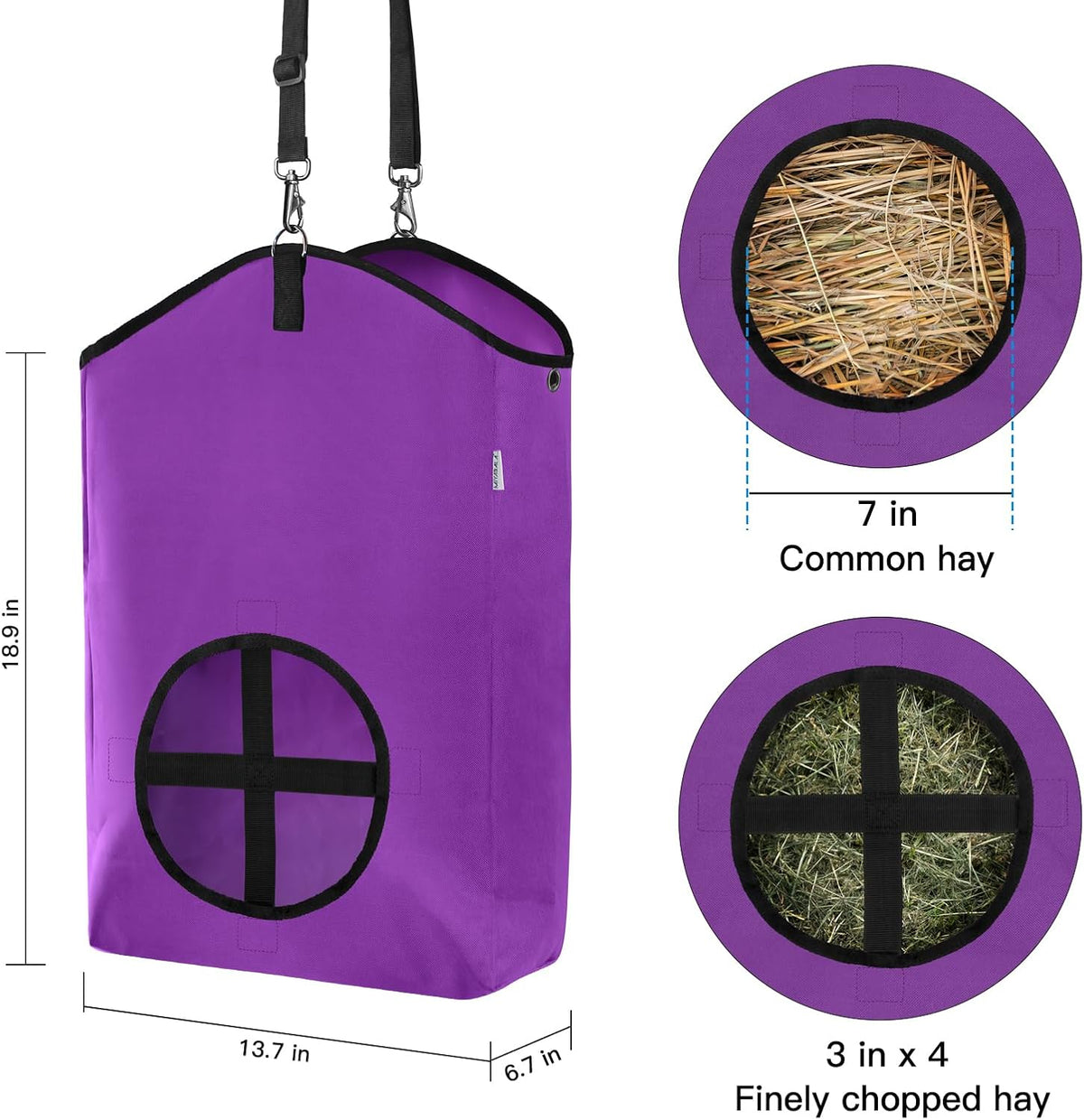 3 Packs Goat Hay Feeder,Hay Bags for Goats,Horses,Sheep,Premium 600D Oxford Cloth,with Metal