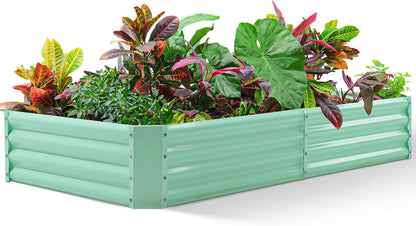 Land Guard 8×4×1ft Galvanized Metal Raised Garden Bed, Metal Planter Kit Box Outdoor for