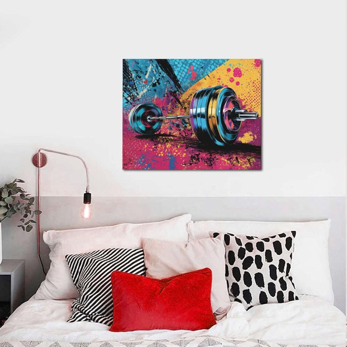 Gym Wall Art Weightlifting Fitness Canvas Wall Decor Barbell Sports Training Pictures Painting