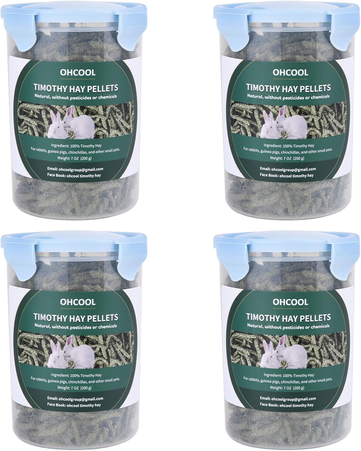 Timothy Hay Pellets 28oz (4 * 7 oz) - 100% Timothy Premium Nutrition Pellet for Tortoise, Rabbits