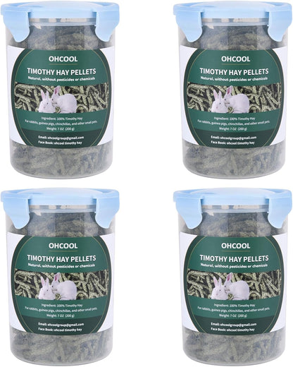 Timothy Hay Pellets 28oz (4 * 7 oz) - 100% Timothy Premium Nutrition Pellet for Tortoise, Rabbits